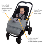 Jersey Cotton Stay-Put Pram Quilt/Footmuff - Sage Green RRP $89.95