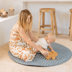Linen Play Mat with Waterproof Backing - French Sage RRP $139.95