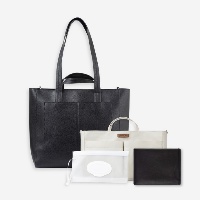 NEW Ida Tote + Baby Kit (Vegan) Black RRP $259.95