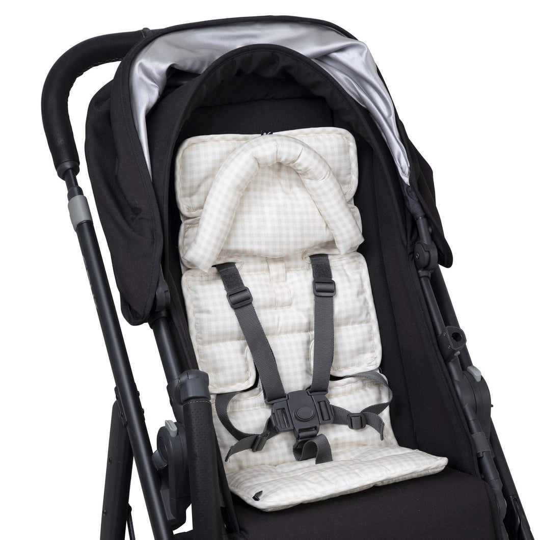 Mini Pram Liner with adjustable head support - Wheat Gingham RRP $49.95