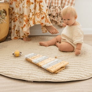 Linen Play Mat with Waterproof Backing - French Wheat RRP $139.95