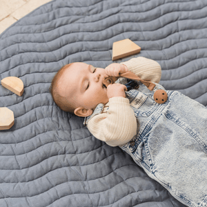 Linen Play Mat with Waterproof Backing - French Blue RRP $139.95