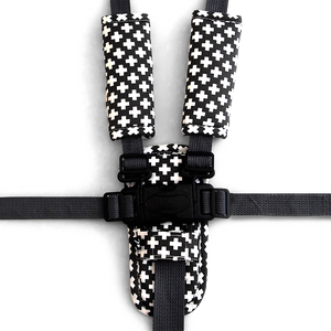 3 Piece Harness Cover Set - Charcoal Crosses - Outlook Baby