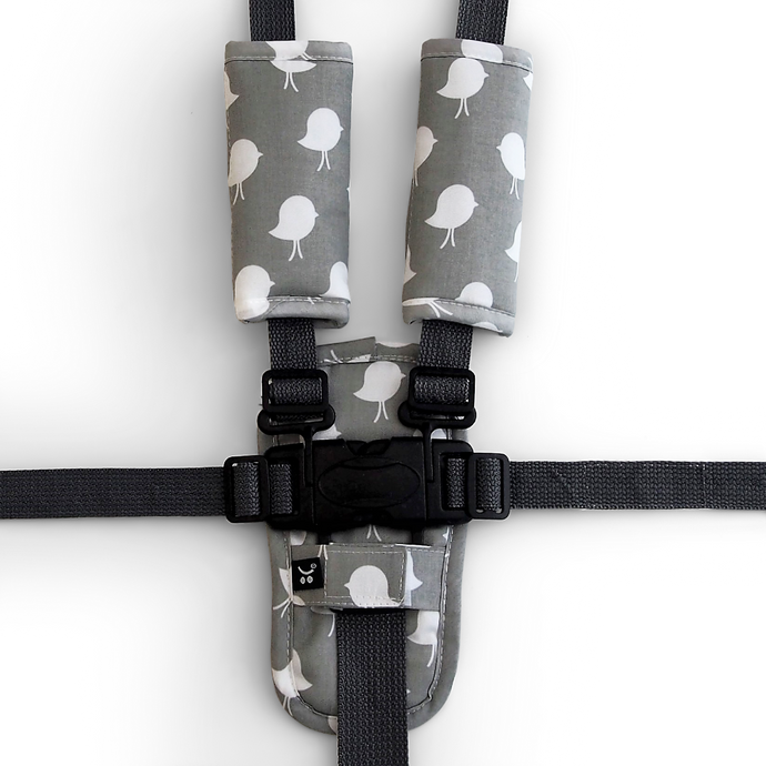 3 Piece Harness Cover Set - Grey Bird - Outlook Baby