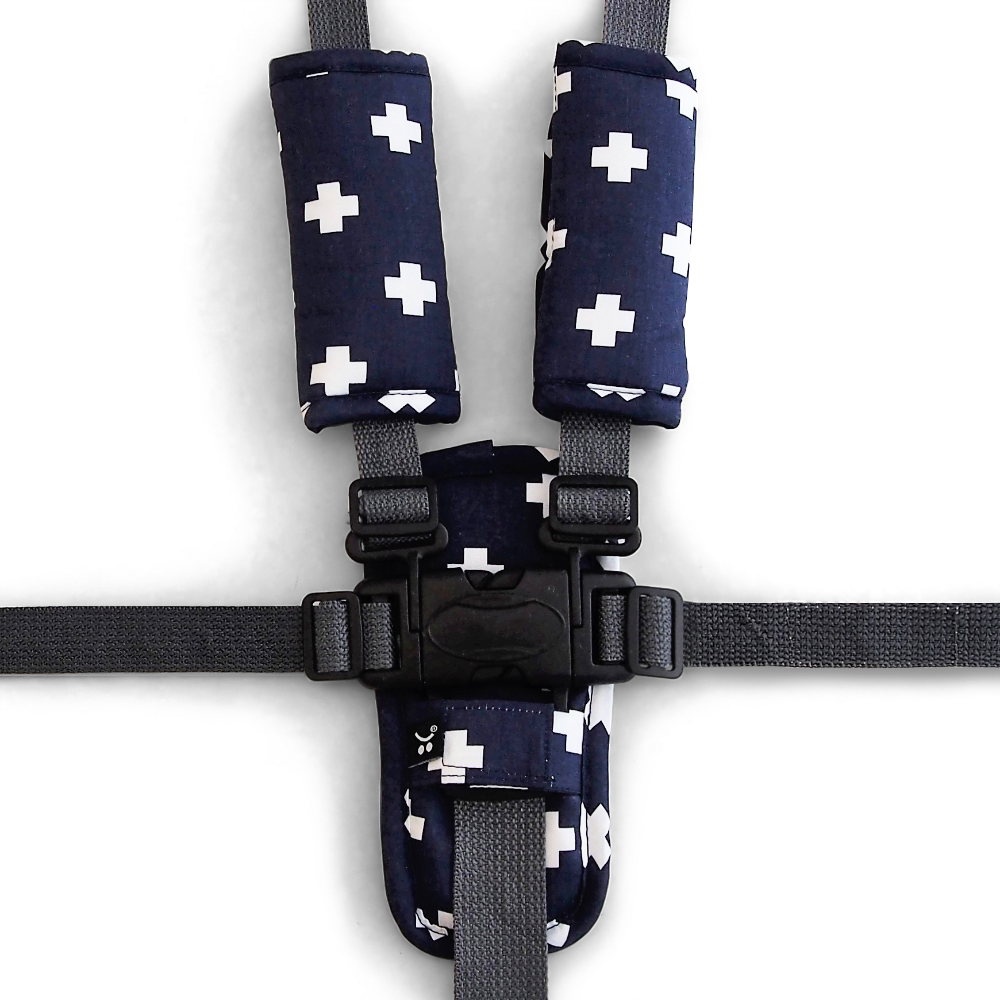 3 Piece Harness Cover Set - Navy Crosses - Outlook Baby