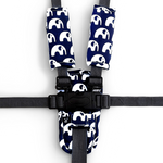 3 Piece Harness Cover Set - Navy Elephants - Outlook Baby