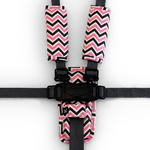 3 Piece Harness Cover Set - Pink/Charcoal Chevron - Outlook Baby