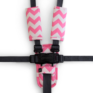3 Piece Harness Cover Set - Pink Chevron - Outlook Baby
