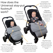 Load image into Gallery viewer, Universal Stay-Put Pram Quilt/Footmuff - Light Grey - Outlook Baby