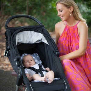 Pram Liner with built in head support - Grey Birds - Outlook Baby