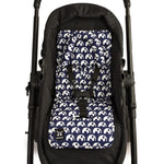 Pram Liner with built in head support - Navy Elephants - Outlook Baby