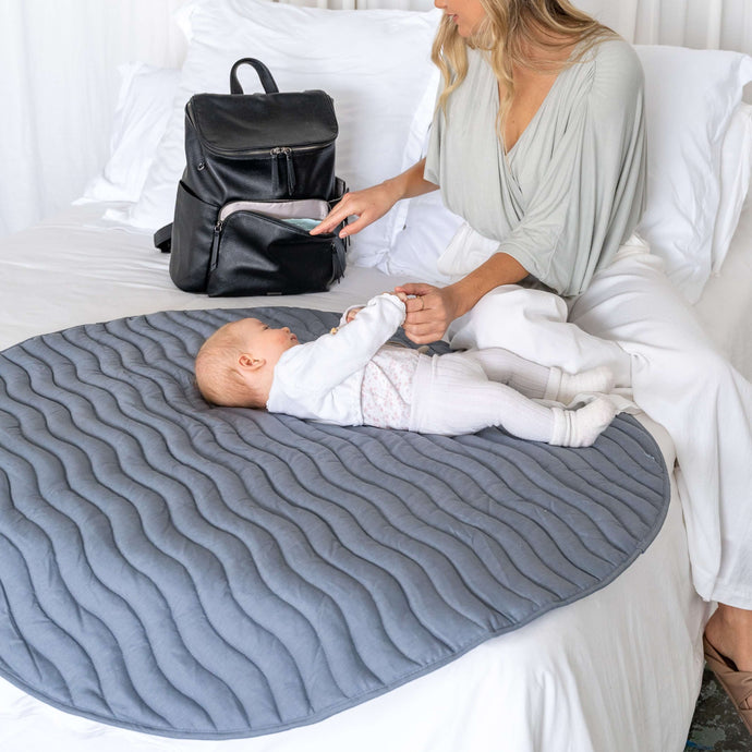 Linen Play Mat with Waterproof Backing - French Blue RRP $139.95