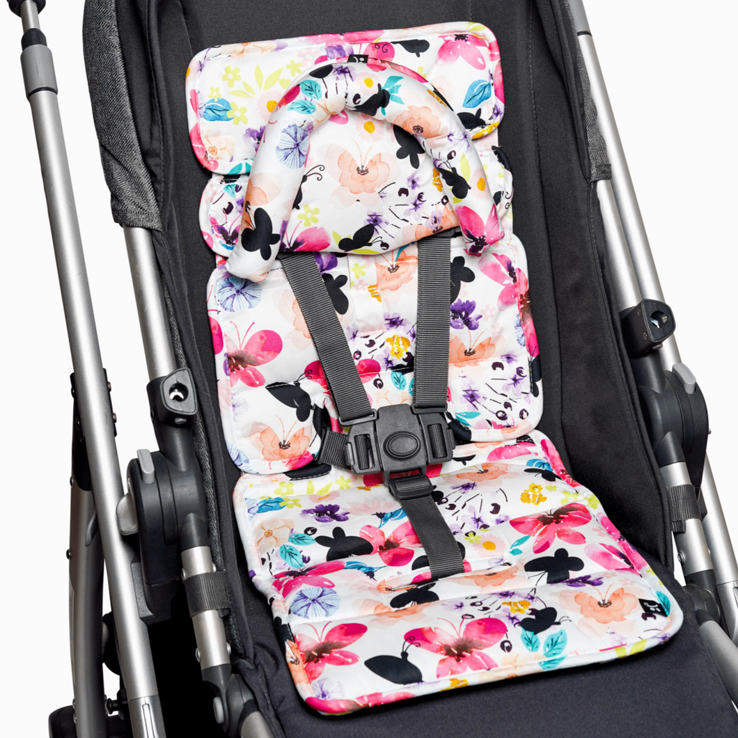 Mini Pram Liner with adjustable head support - Floral Butterfly RRP $49.95