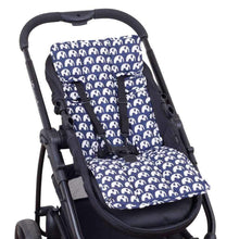 Load image into Gallery viewer, Pram Liner - Navy Elephants - Outlook Baby
