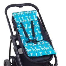 Load image into Gallery viewer, Pram Liner - Teal Giraffe - Outlook Baby